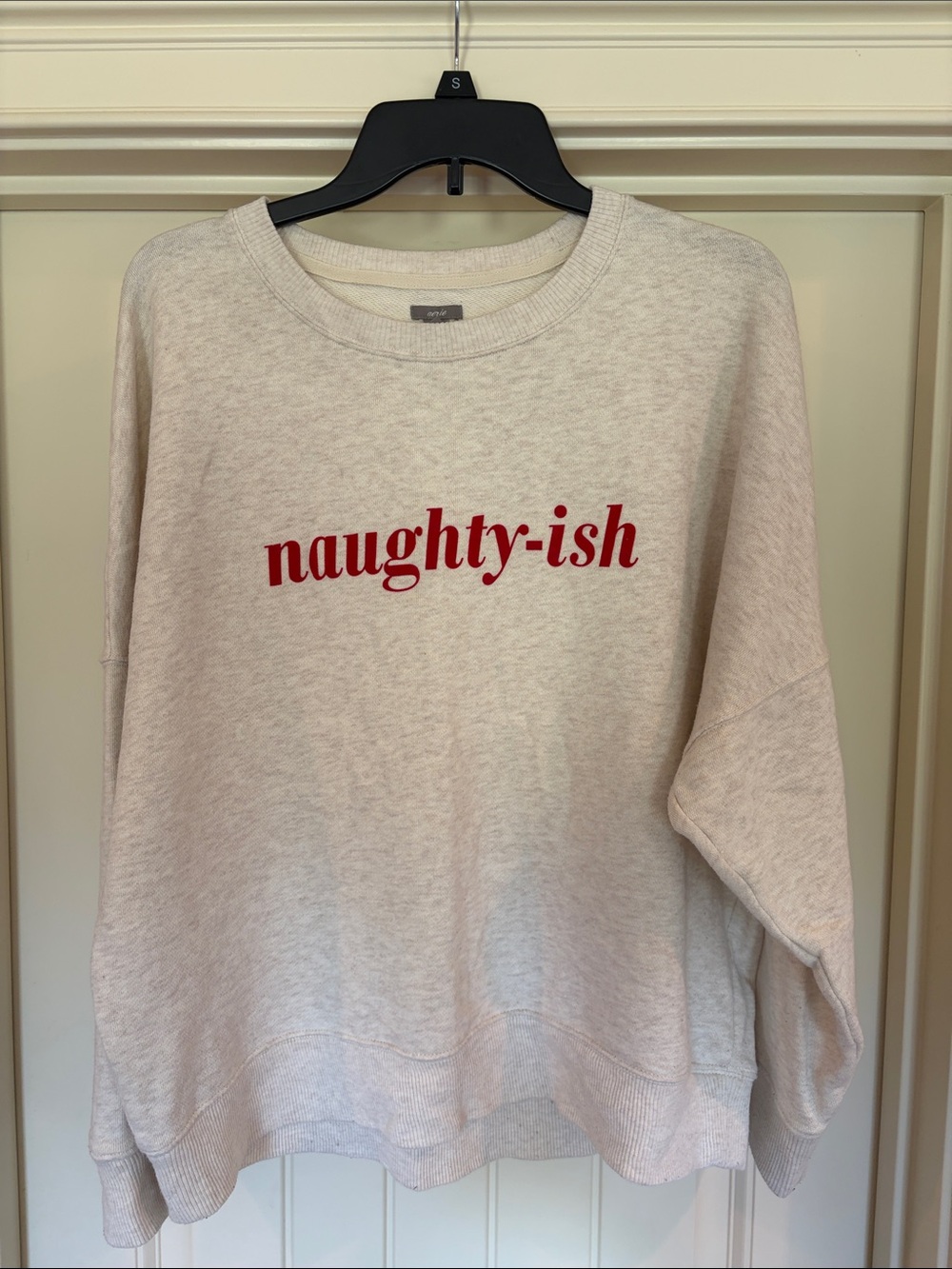 aerie Cream Sweatshirt with Red "naughty-ish" Script